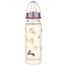 Baby-Nova cumisüveg 240 ml szilikon cumival M-es - nyuszi cumisüveg