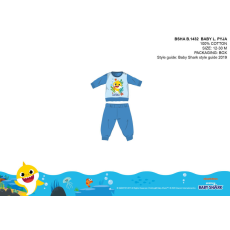  Baby Shark baba pizsama - jersey pamut pizsama - világoskék - 92