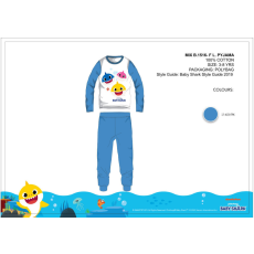  Baby Shark gyerek jersey pizsama - pamut pizsama - középkék - 110