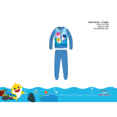 Baby Shark gyerek pizsama kisfiúknak - jersey pamut pizsama - világoskék - 104