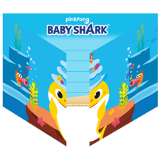 Baby Shark Party meghívó 8 db-os party kellék