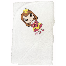 BABYBRUIN Kapucnis frottír fürdőlepedő, kifogó 75x90 cm - Hercegnő fehér babatörülköző, kifogó