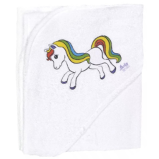 BABYBRUIN Kapucnis frottír fürdőlepedő, kifogó 75x90 cm - Póni fehér Nr2 babatörülköző, kifogó