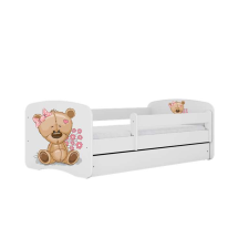 Babydreams ágy, fehér, mackó, virágok, fiók nélkül, kókusz matrac, 180/80 gyermekágy