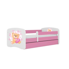 Babydreams ágy, rózsaszín, mackó, pillangók, fiók nélkül, kókusz matrac, 140/70 gyermekágy