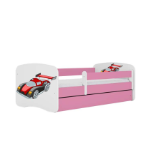  Babydreams ágy, rózsaszín versenyautó fiókkal, latex matrac 140/70 gyermekágy