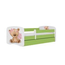Babydreams ágy, zöld maci, virágok, fiók nélkül, matrac 140/70 gyermekágy