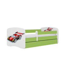 Babydreams ágy, zöld versenyautó, fiók nélkül, latex matrac 140/70 gyermekágy