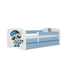 Babydreams kék mosómedve ágy fiókkal, latex matraccal 140/70 gyermekágy