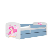 Babydreams kék tündérágy pillangókkal, fiókos latex matrac 140/70 gyermekágy