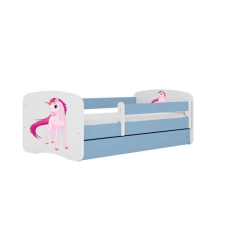 Babydreams kék unikornis ágy fiókkal, latex matrac 140/70 gyermekágy