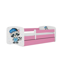  Babydreams rózsaszín mosómedve ágy fiók nélkül, latex matrac 160/80 gyermekágy