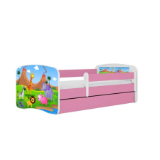 Babydreams rózsaszín szafari ágy fiókkal matrac nélkül 160/80 gyermekágy