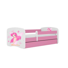 Babydreams rózsaszín tündérágy pillangókkal, fiókos latex matrac 140/70 gyermekágy