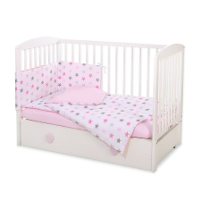 BabyLion Prémium 3 részes ágyneműhuzat szett - Rózsaszín csillagok babaágynemű, babapléd
