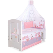 BabyLion Prémium 5 részes Ágynemű szett szúnyoghálóval - Macik #rózsaszín babaágynemű, babapléd