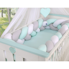 BabyLion Prémium Fonott rácsvédő XXL - Menta-Fehér-Szürke babaágynemű, babapléd