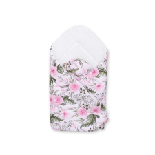 BabyLion Prémium Pólya - Virágok #fehér-rózsaszín pólya