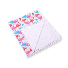 BabyLion Prémium pom-pom takaró Minky - Fehér - Flamingo babaágynemű, babapléd