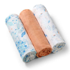 Babyono 3 db-os színes,mintás textil pelenka - barack/kék mosható pelenka
