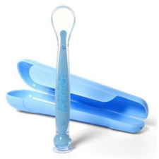 Babyono Szilikon gyerek kanál tokban, kék (5901435409862) tányér és evőeszköz