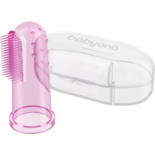 Babyono Take Care First Toothbrush ujjra húzható fogkefe gyermekeknek tokkal Pink 1 db fogkefe