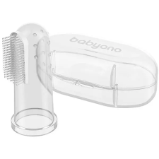 Babyono ujjra húzható fogkefe tokban, átlátszó fogkefe