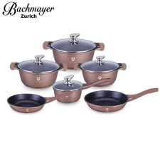 Bachmayer 10 részes teflonbevonatú edénykészlet burgundy színben BM-7810 edény