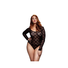 Baci Plus Size - hosszúujjú, csipke body - fekete (XL-XXL) body