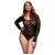Baci Plus Size - hosszúujjú, csipke body - fekete (XL-XXL)