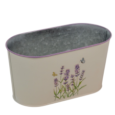  Bádog kaspó ovál levendulás M12x23cm dekorációs kellék