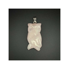 Bagoly medál rózsakvarc 2x4cm medál