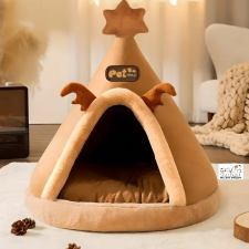 Baking &amp; Pet Kft Karácsonyi sátor, puha házikó kisállatoknak - Barna szállítóbox, fekhely kutyáknak