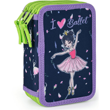  Balerinás tolltartó, 3 emeletes, üres – sötétkék-rózsaszín tolltartó