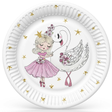 Balett, Balerina With Swan papírtányér 8 db-os 18 cm party kellék