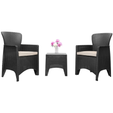  Balkon terasz bútor szett 2 fotel + asztal fekete kerti bútor