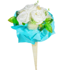  Ballagási csokor 6 rózsás vessző tölcsérben 45cm dekorációs kellék