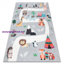 BAMBINO 2160 mosható szőnyeg Indián falu, állatok gyerekeknek csúszásgátló - szürke 120x170 cm lakástextília