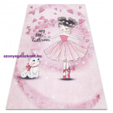 BAMBINO 2185 mosható szőnyeg Balerina, cica gyerekeknek csúszásgátló - rózsaszín 160x220 cm lakástextília