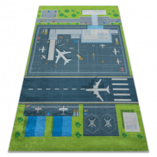  BAMBINO 46990 mosható szőnyeg Repülőtér, repülőgépek gyerekeknek csúszásgátló - zöld / szürke 160x220 cm lakástextília