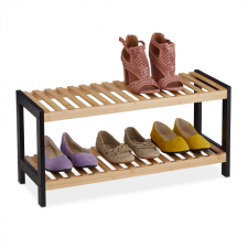 Bambusz cipőtartó két szintes natúr-fekete 33x70x26 cm 10039113 bútor