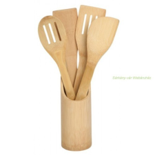  Bambusz fakanál készlet, 5db tányér és evőeszköz