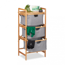 Bambusz fürdőszobai polc 3 rekesszel natúr-szürke 96x44x34,5 cm 10026498 fürdőszoba bútor