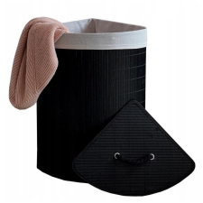 Bambusz Sarok Szennyeskosár - fekete - 60 Literes - Kivehető Béléssel + AJÁNDÉK bútor