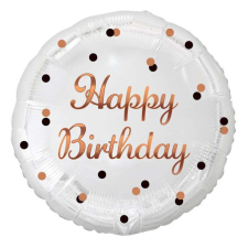 BandC Happy Birthday White-Rose Gold fólia lufi 36 cm party kellék