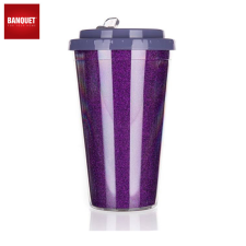  BANQUET Duplafalú utazóbögre GLITTERS 500 ml, lila 48788647 bögrék, csészék