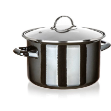 Banquet METALLIC Black zománcozott, 24 cm 3,7 l, fedővel edény
