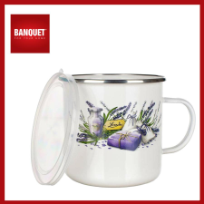 Banquet Zománcozott bögre műanyag fedővel LAVENDER 0,7L 13RMVEG07 bögrék, csészék