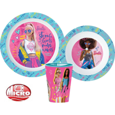 Barbie étkészlet, micro műanyag szett, pohárral 260 ml babaétkészlet