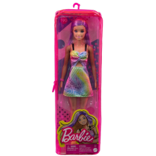 BARBIE FASHIONISTA FASHIONISTA SZŐKE BABA LILA COPFOKKAL baba